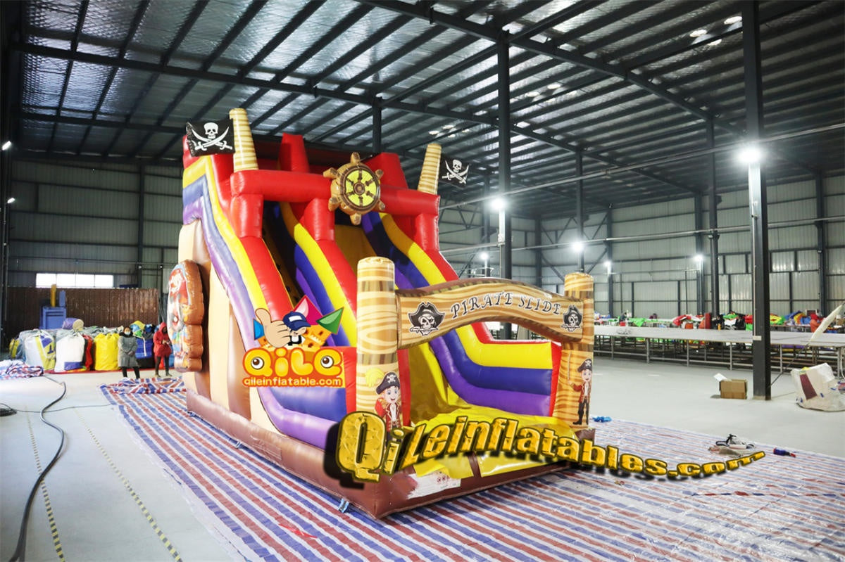 qile-7012 inflatable dry slide pirate ship slide)