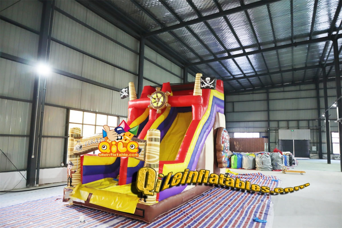 qile-7012 inflatable dry slide pirate ship slide)