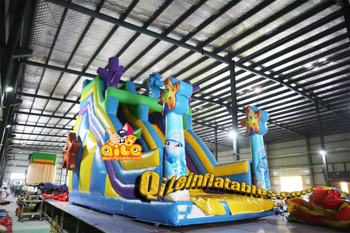 qile-7014 inflatable dry slide ocean slide