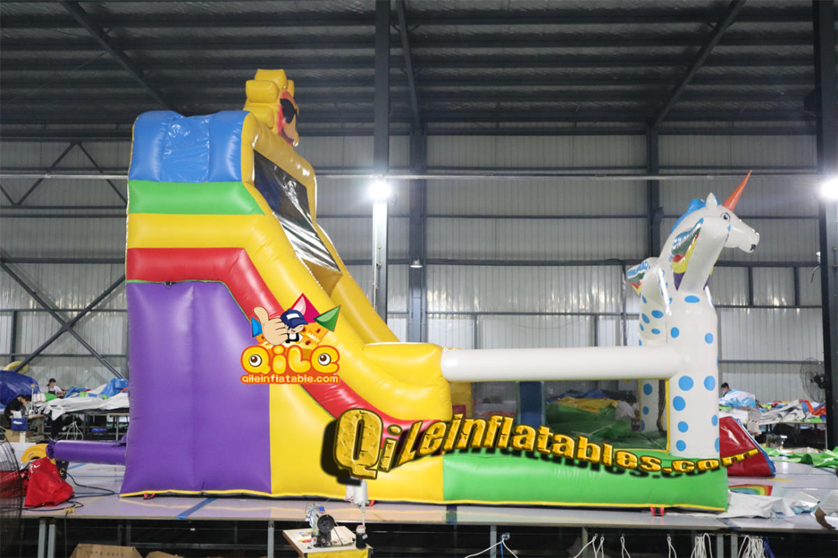 qile-7015 inflatable dry slide Rainbow Pegasus slide