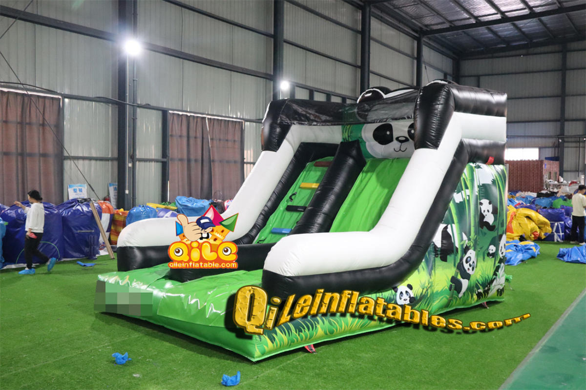 qile-7018 inflatable dry slide Cute Panda slide