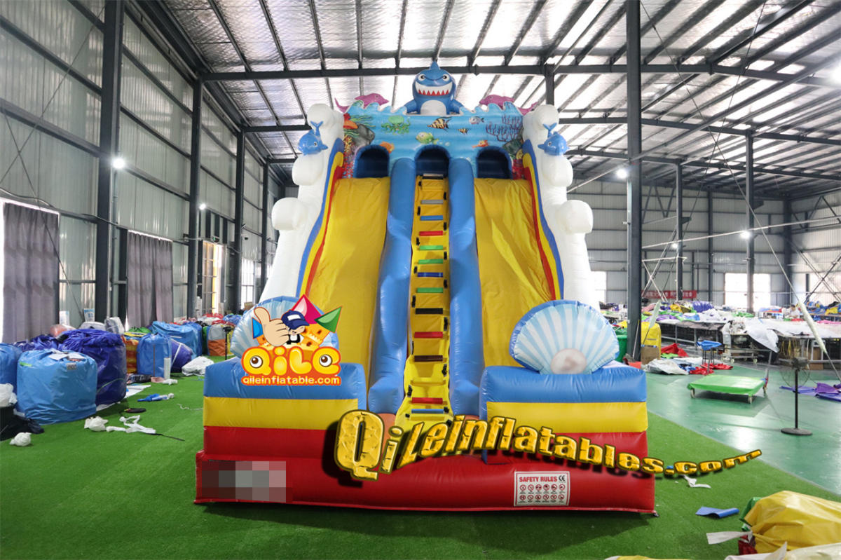 qile-7025 inflatable Ocean Shark dry slide