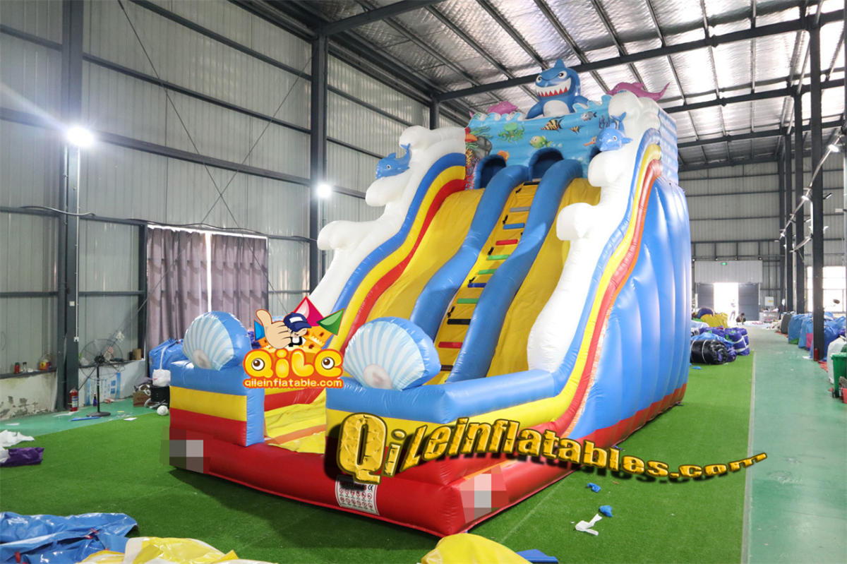 qile-7025 inflatable Ocean Shark dry slide