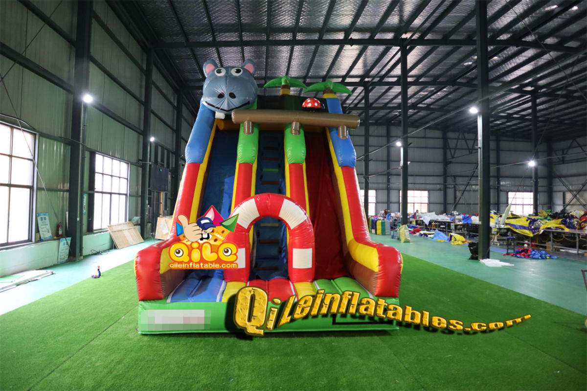 qile-7044 inflatable dry slide Hippo Forest slide