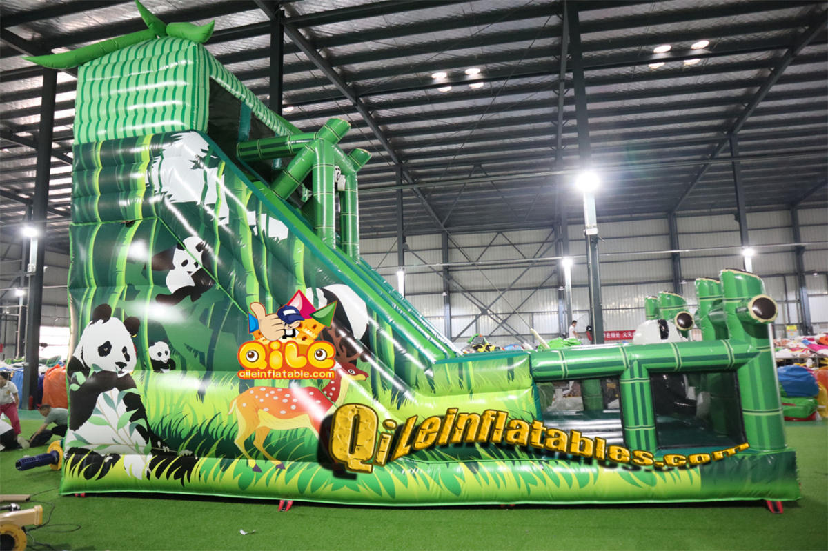 qile-7045 inflatable dry slide Panda Park slide