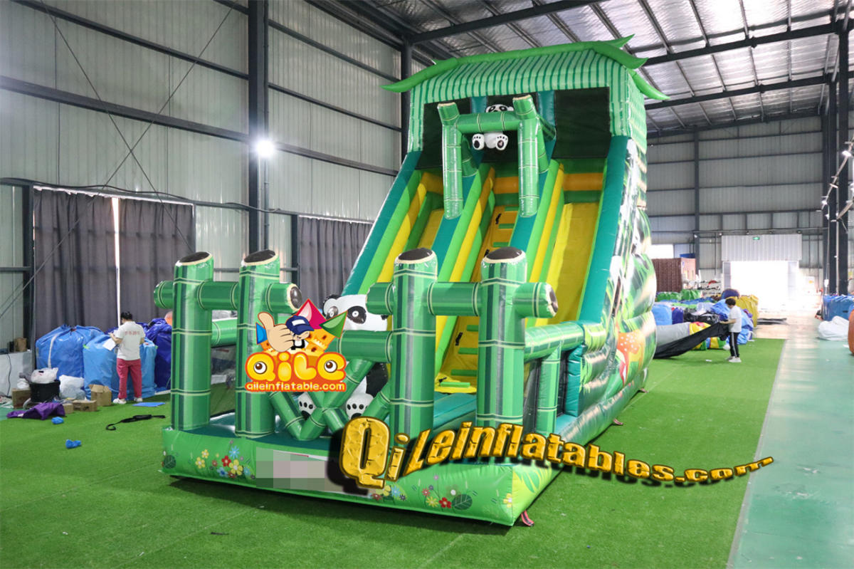 qile-7045 inflatable dry slide Panda Park slide