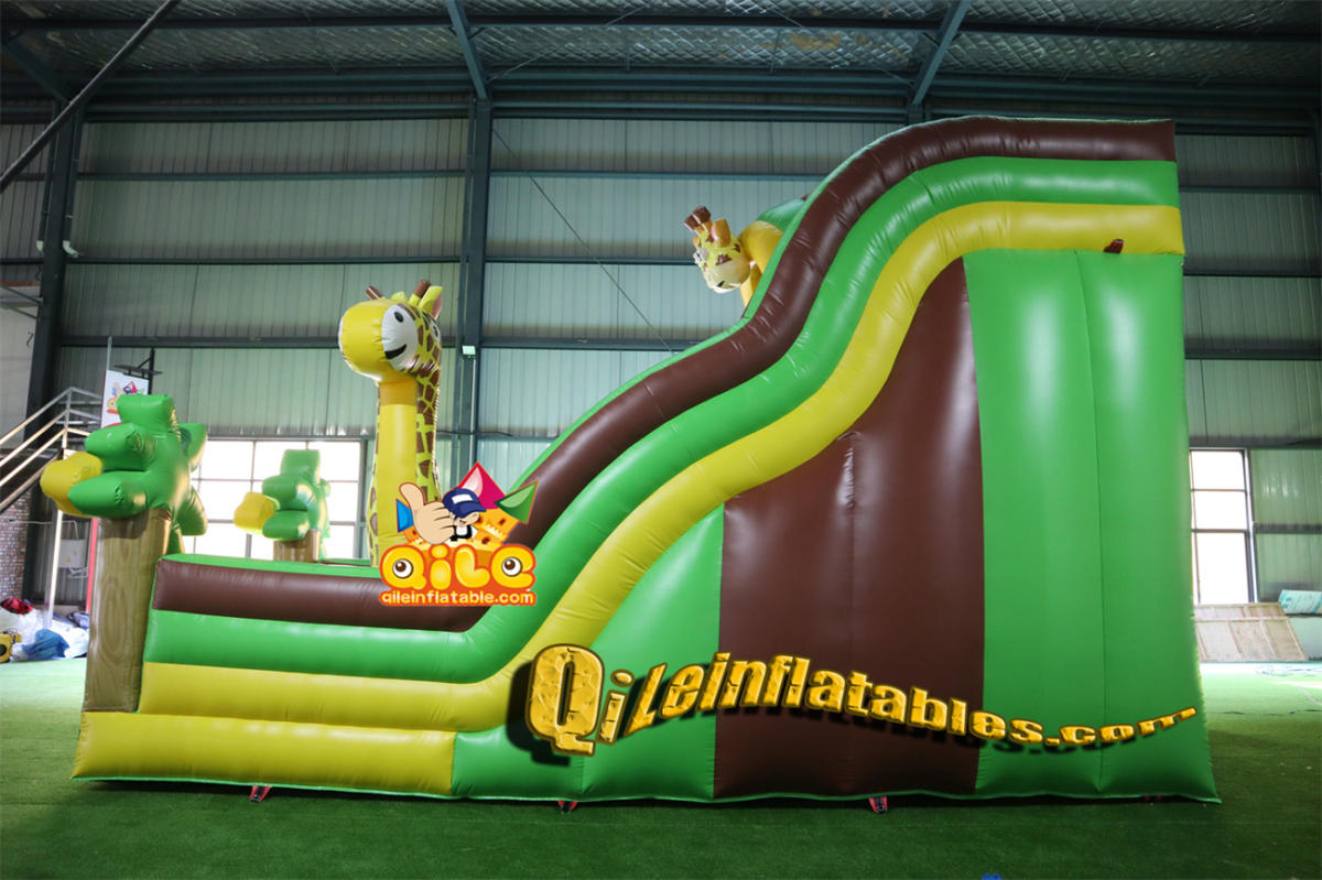 qile-7051 inflatable dry slide forest giraffe slide