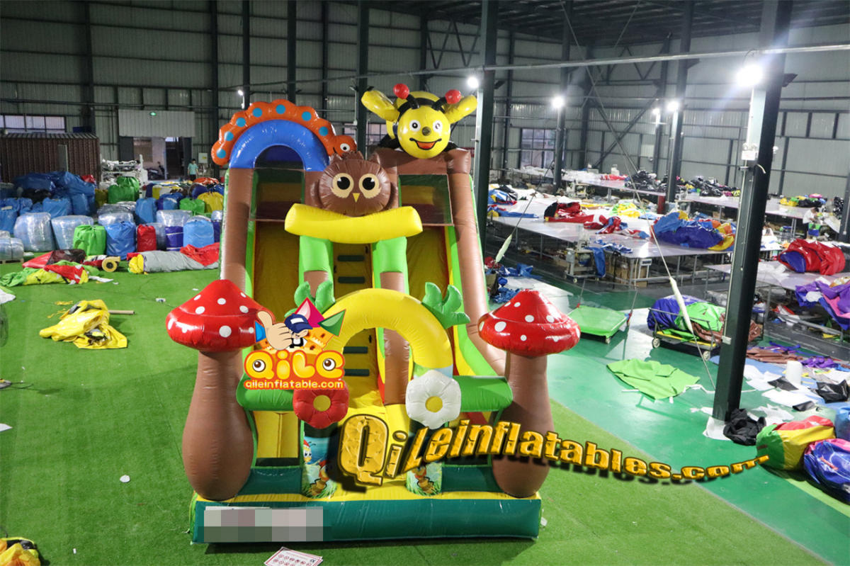 qile-7053 inflatable dry slide forest garden bee slide