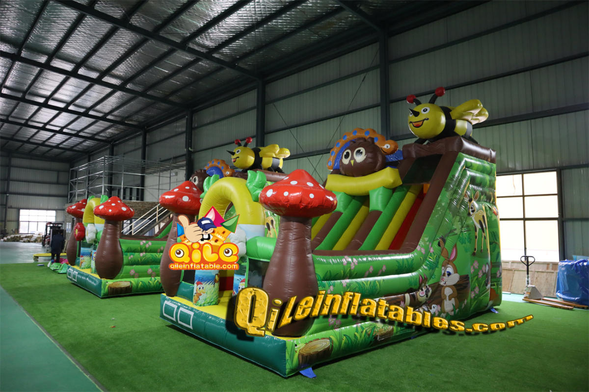qile-7053 inflatable dry slide forest garden bee slide