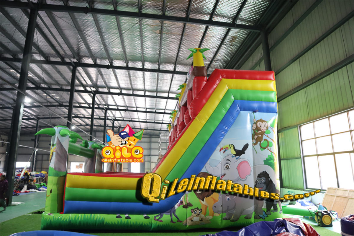 qile-7062 inflatable dry slide forest slide