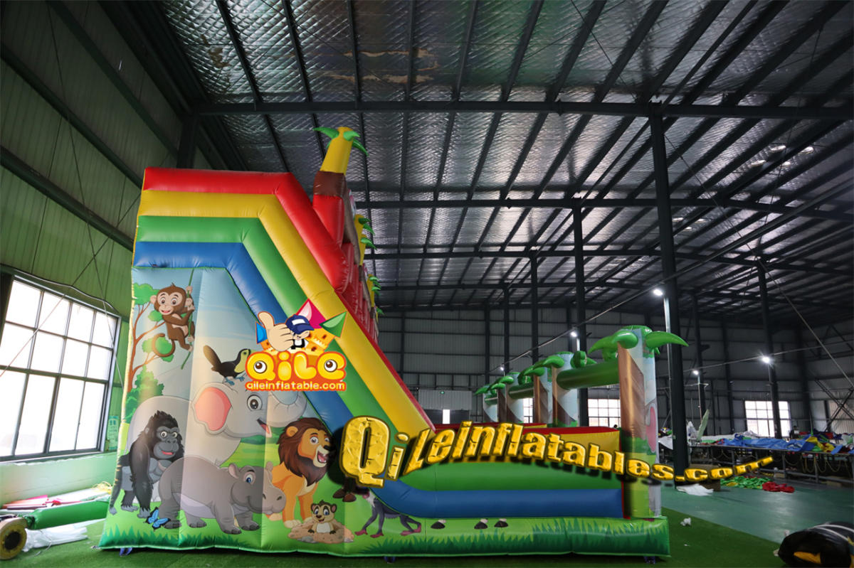 qile-7062 inflatable dry slide forest slide