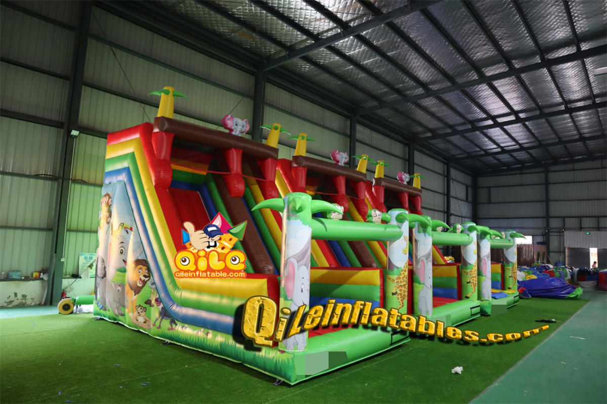 qile-7062 inflatable dry slide forest slide