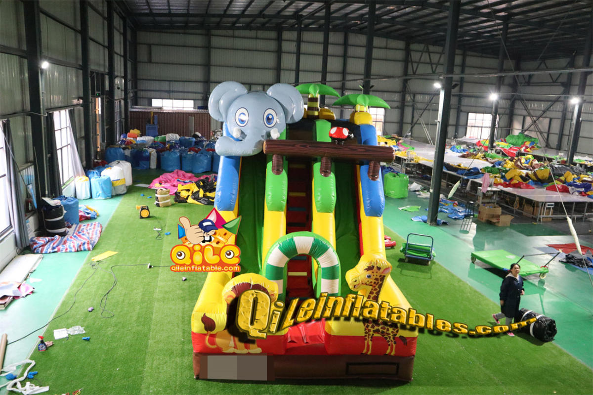 qile-7082 inflatable dry slide forest slide