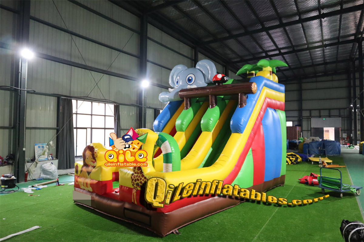 qile-7082 inflatable dry slide forest slide