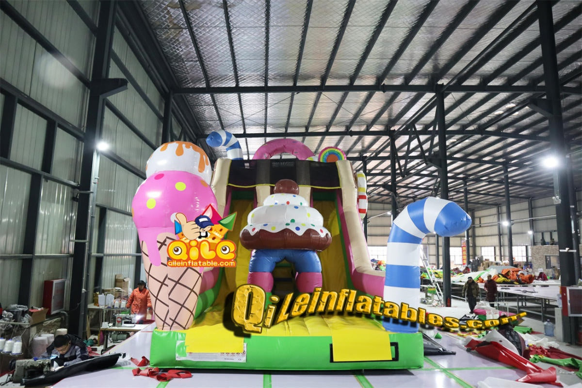 qile-7008 inflatable dry slide Ice Cream Candy slide