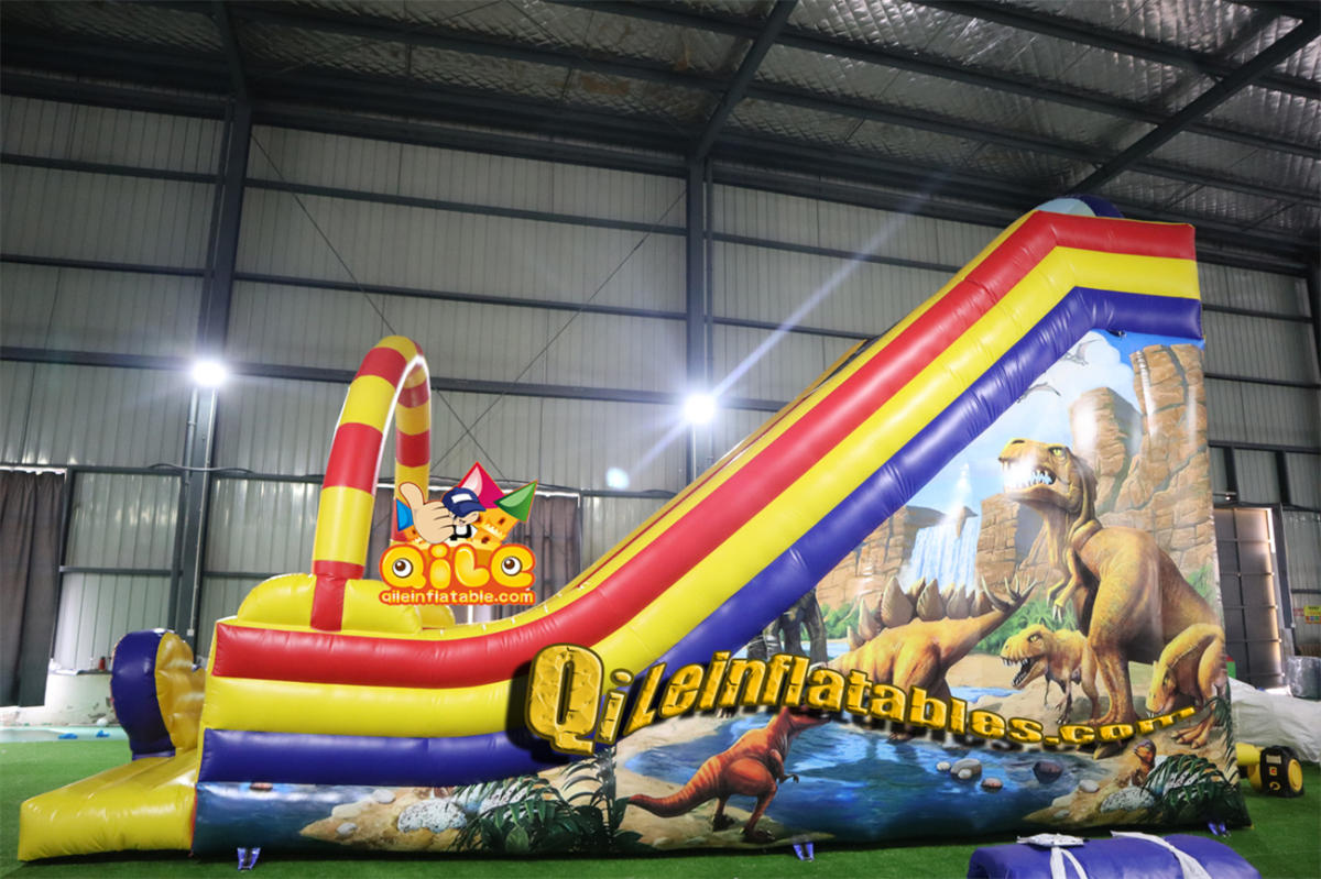 qile-7090 inflatable dry slide 9M long slide