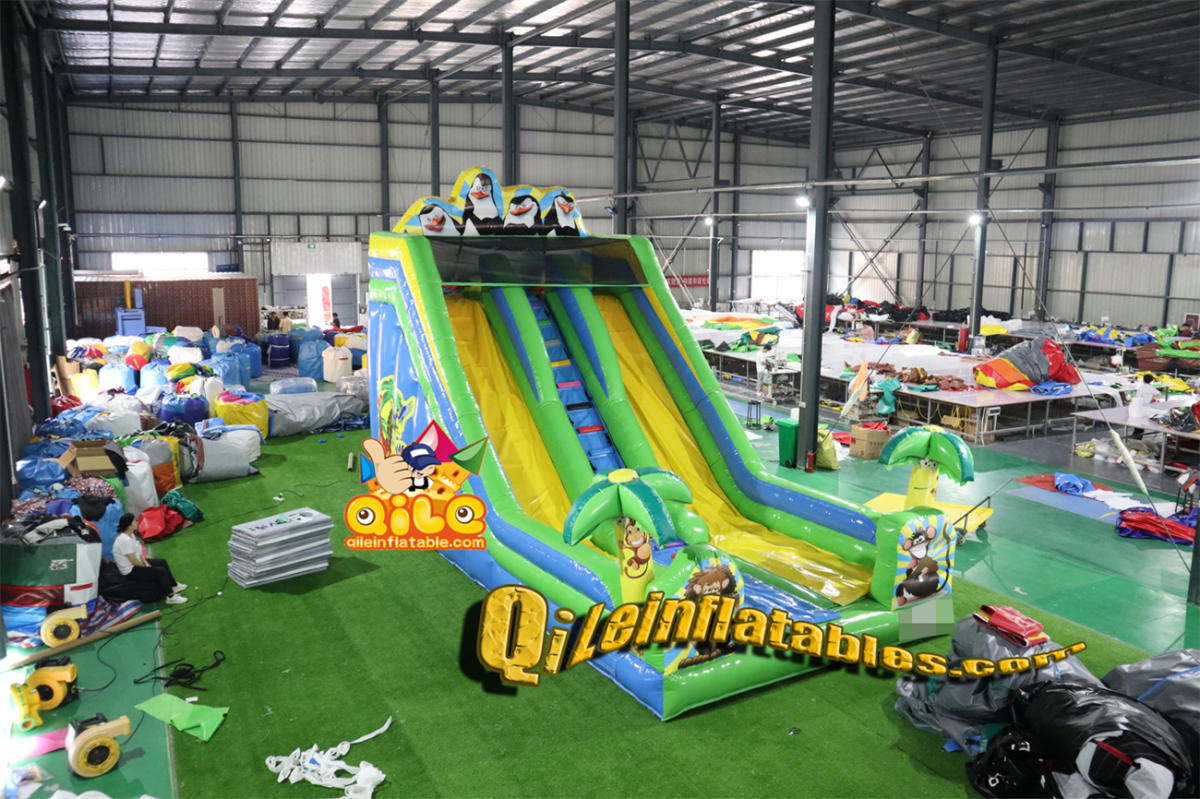 qile-7092 inflatable dry slide Antarctic penguins slide