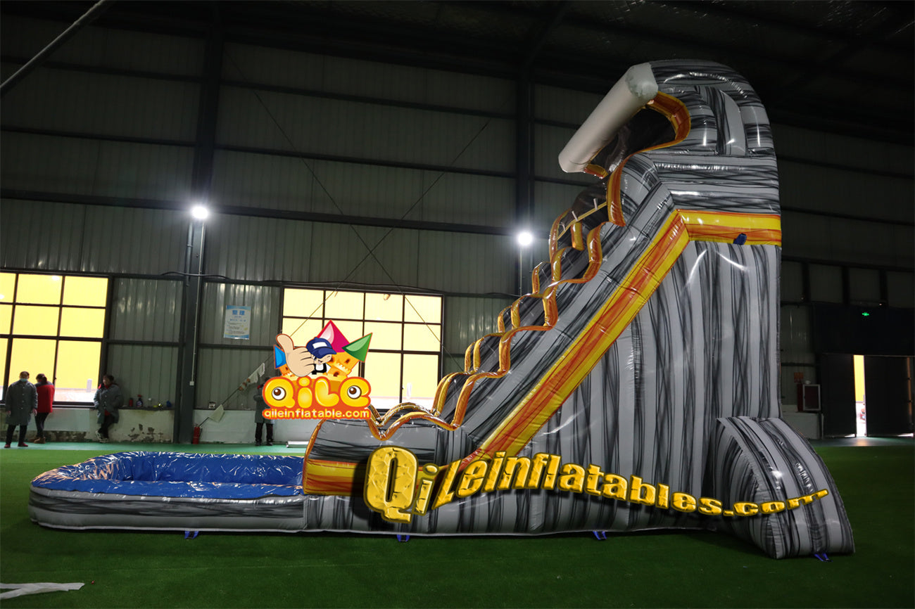 qile-6004 Gray and yellow water ripple slide water slide with pool