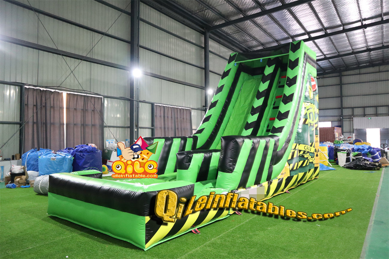 qile-6007 inflatable green slide water slide with pool
