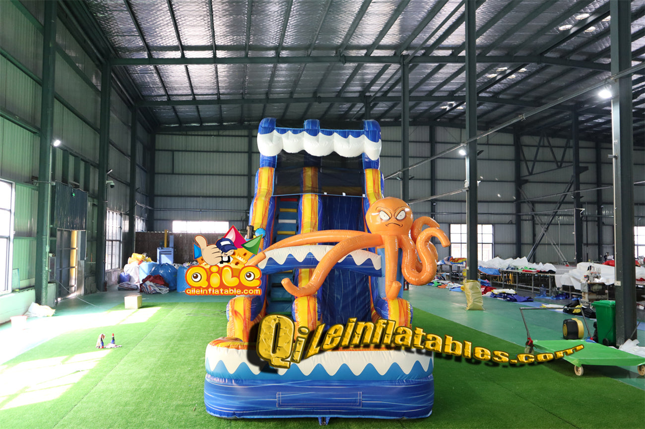qile-6010 Blue water ripples, ocean theme, octopus water slide with pool