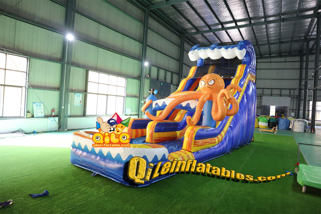 qile-6010 Blue water ripples, ocean theme, octopus water slide with pool