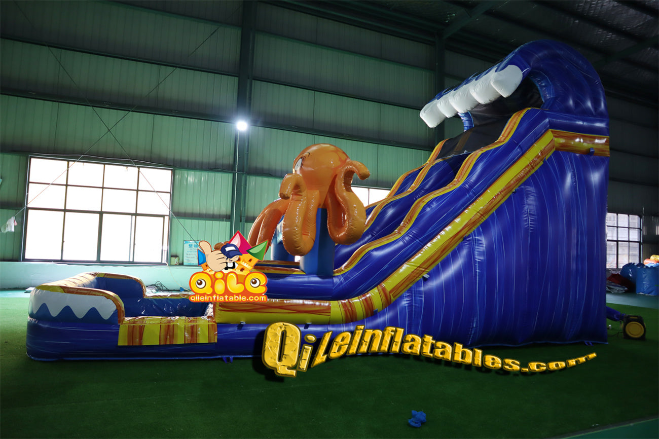 qile-6010 Blue water ripples, ocean theme, octopus water slide with pool