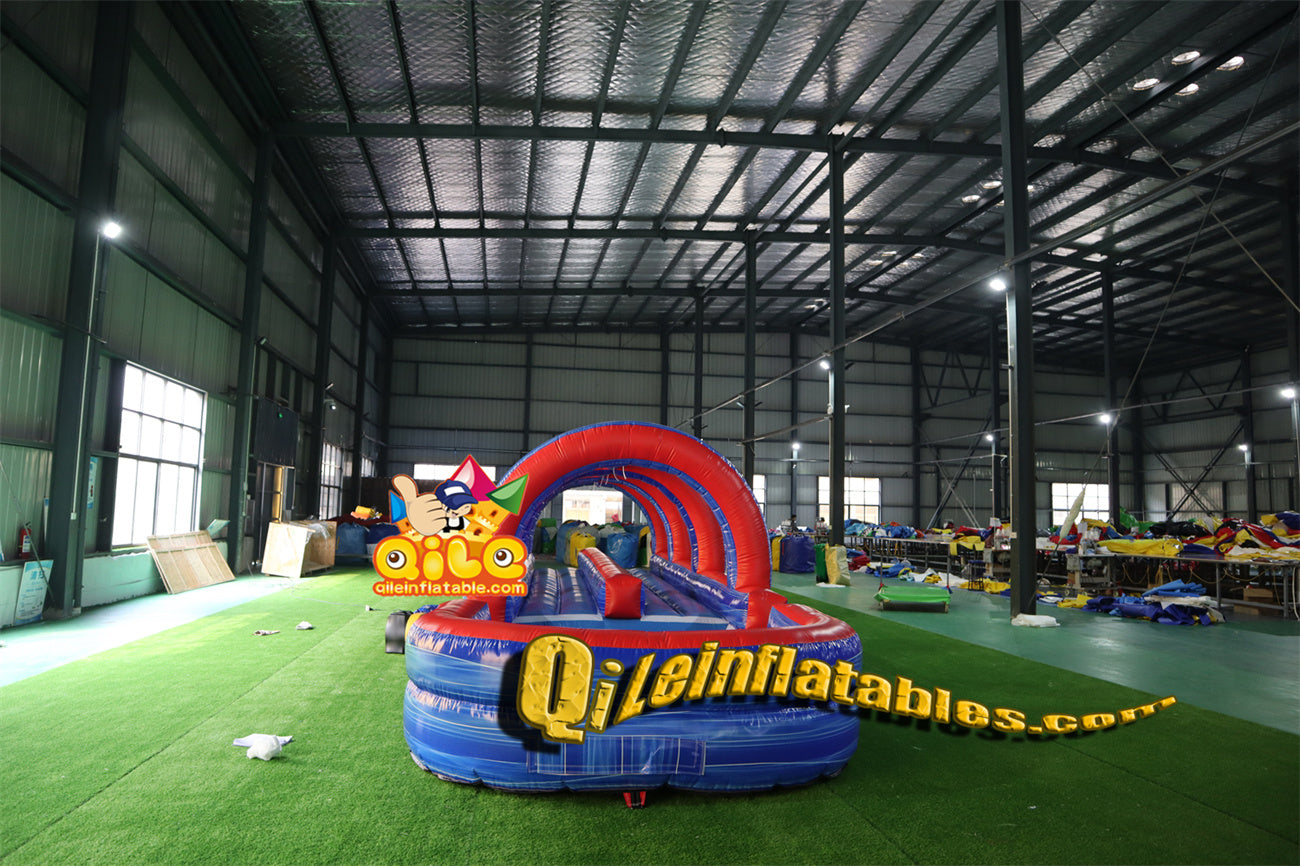 qile-6013 Re and Blue water ripple slide water slide with pool