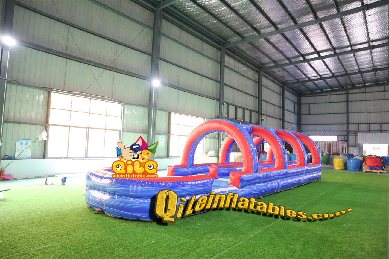 qile-6013 Re and Blue water ripple slide water slide with pool