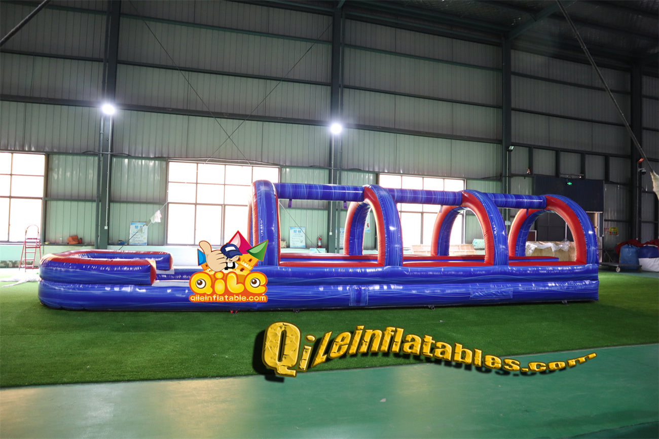 qile-6013 Re and Blue water ripple slide water slide with pool