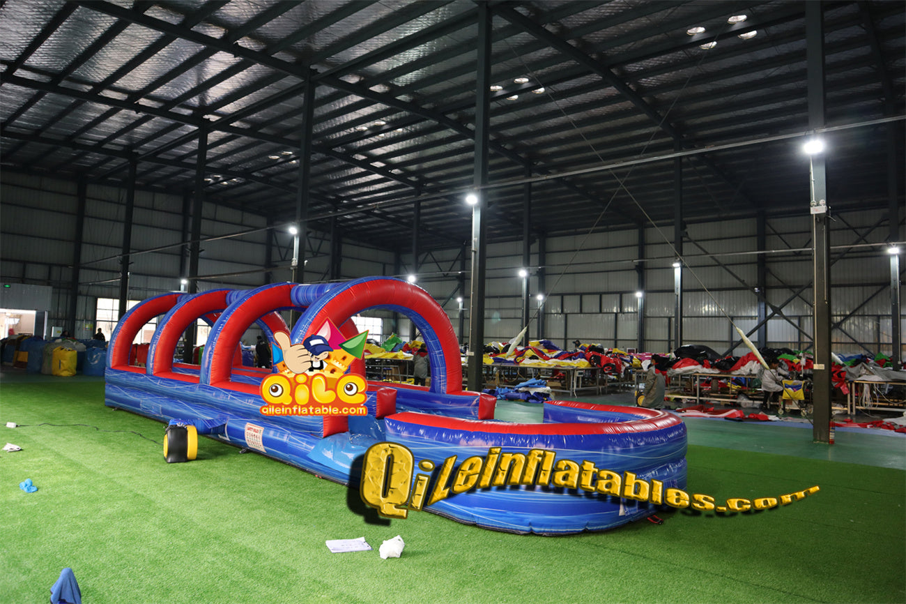 qile-6013 Re and Blue water ripple slide water slide with pool
