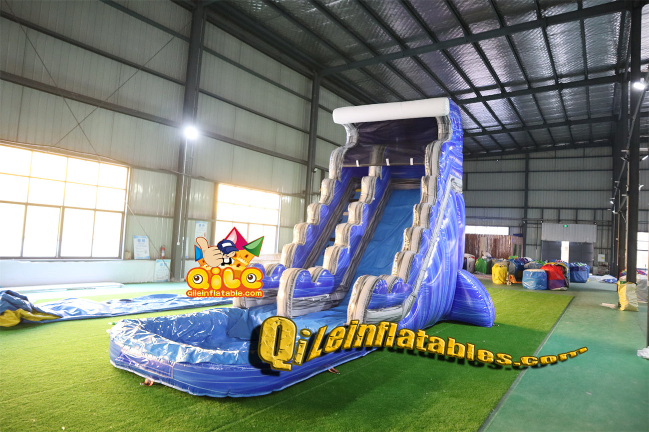 qile-6012 Gray and Blue water ripple slide water slide with pool