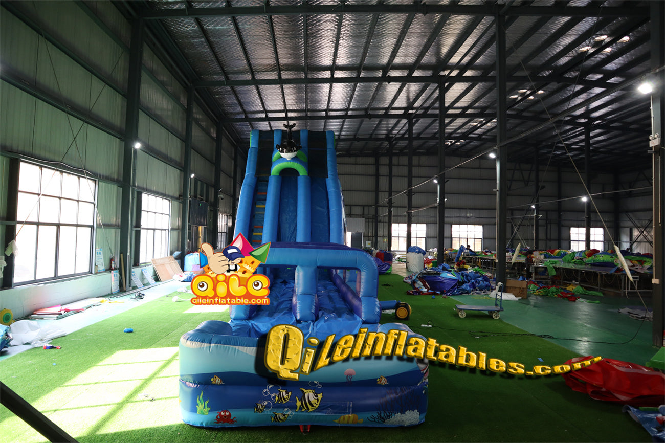 qile-6015 Summer Ocean Theme water slide with pool