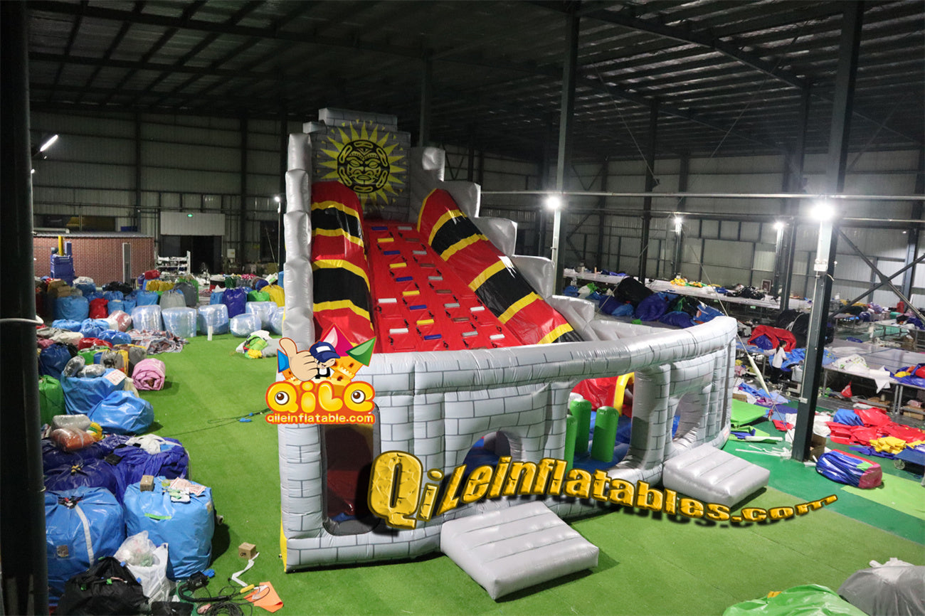 qile-3003 Rainbow channel large slide with pool inflatable fun playground