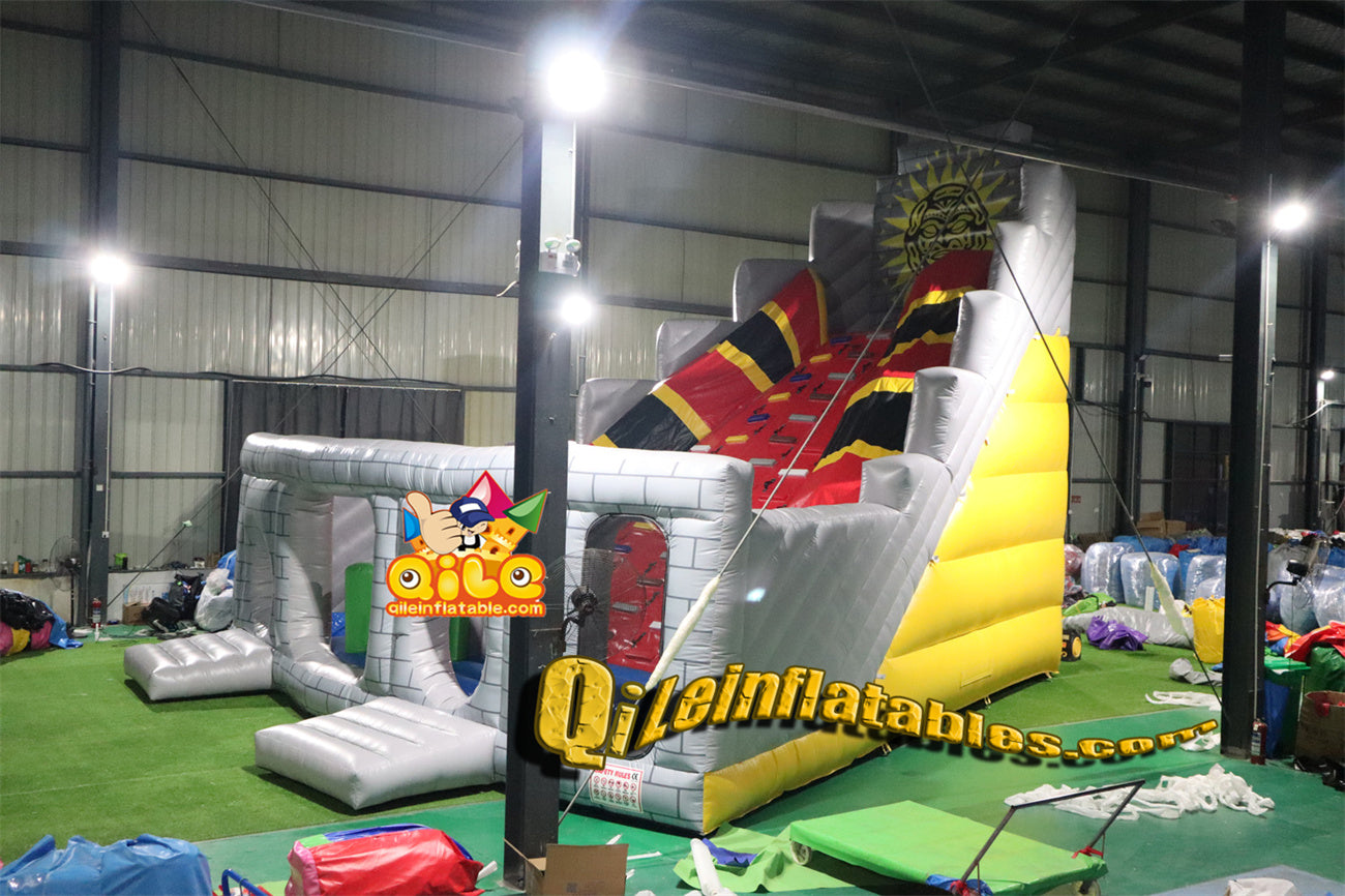 qile-3003 Rainbow channel large slide with pool inflatable fun playground