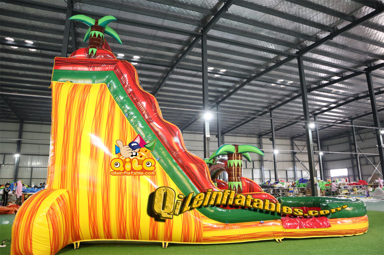 qile-6017 Double slide Yellow water ripples water slide with pool