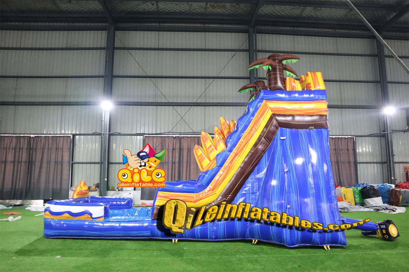 qile-6020 18' Plam Tree Water Slidewater slide with pool