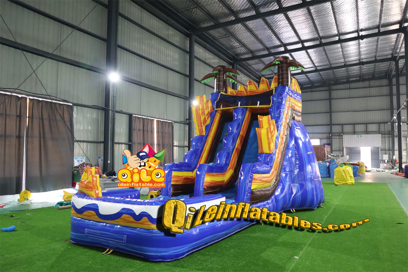 qile-6020 18' Plam Tree Water Slidewater slide with pool