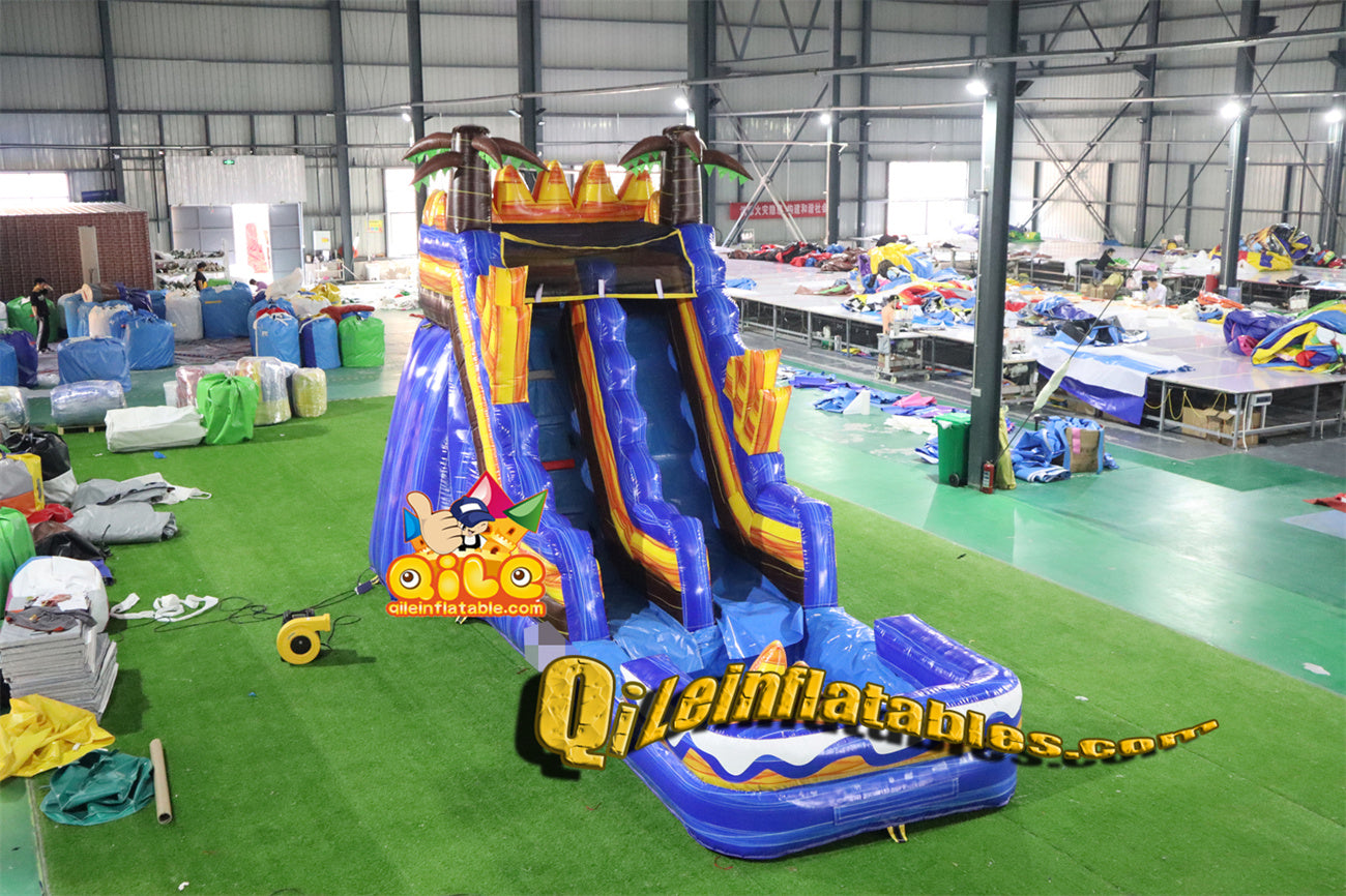 qile-6020 18' Plam Tree Water Slidewater slide with pool