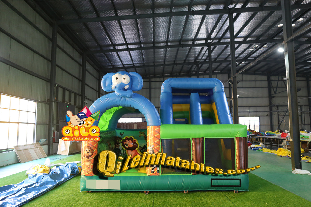 qile-2040 elephant inflatable castle combo for sales