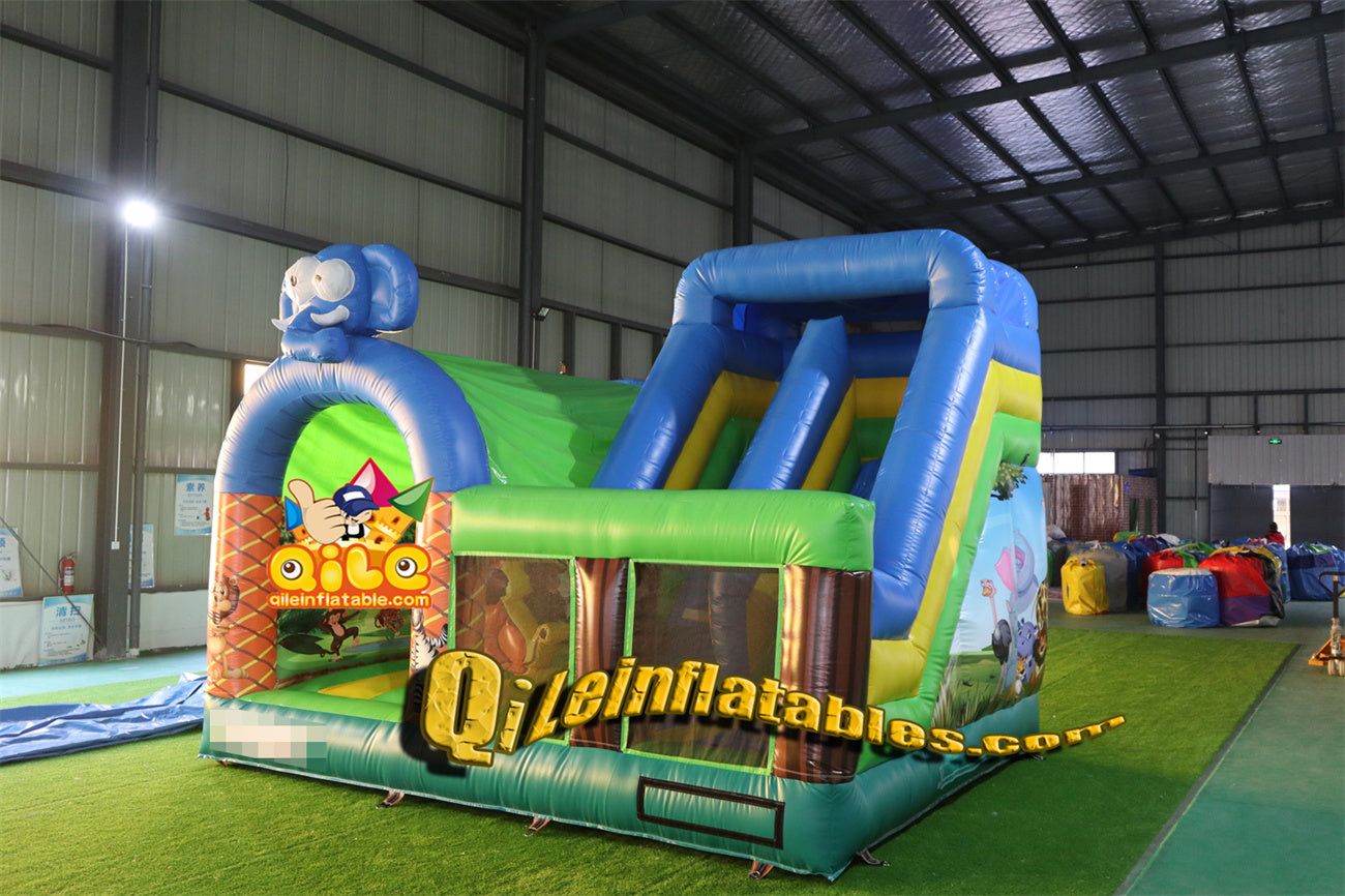 qile-2040 elephant inflatable castle combo for sales