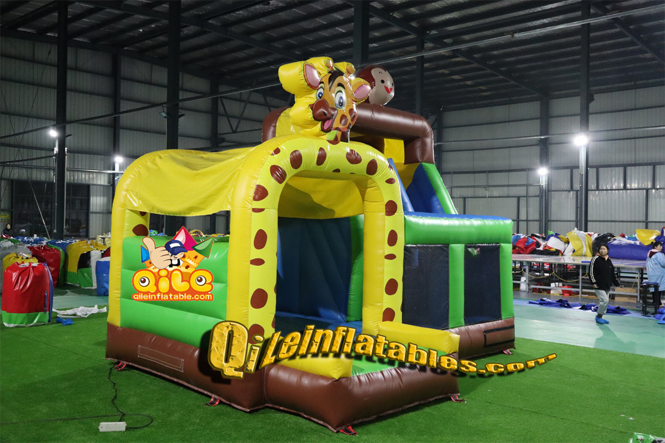qile-2041 giraffe inflatable castle combo for sales