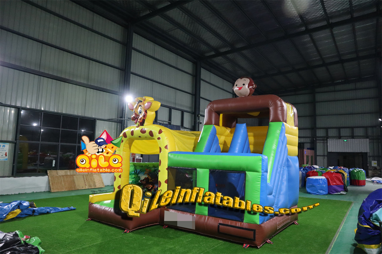 qile-2041 giraffe inflatable castle combo for sales