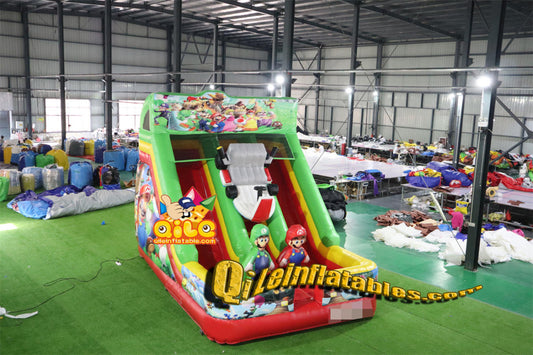 qile-7101  inflatable dry slide Mario Car slide
