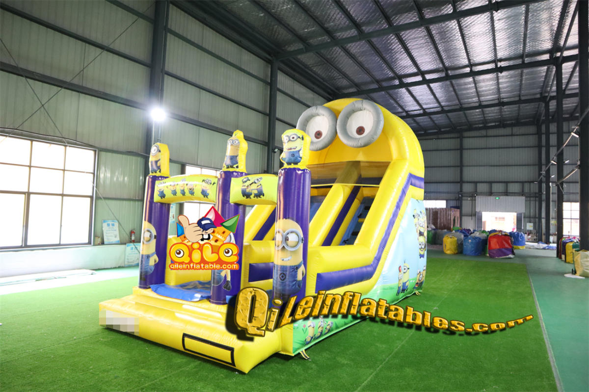 qile-7046  inflatable dry slide Minions  slide