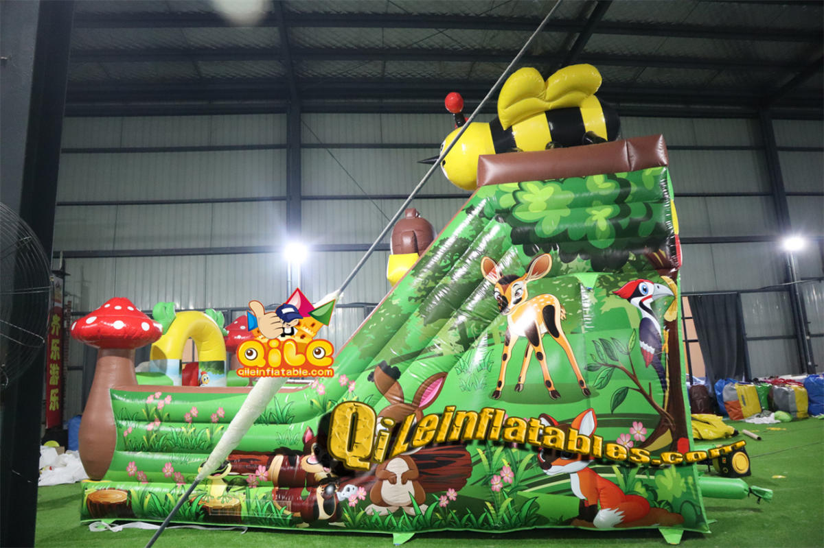 qile-7053   inflatable dry slide forest garden bee slide