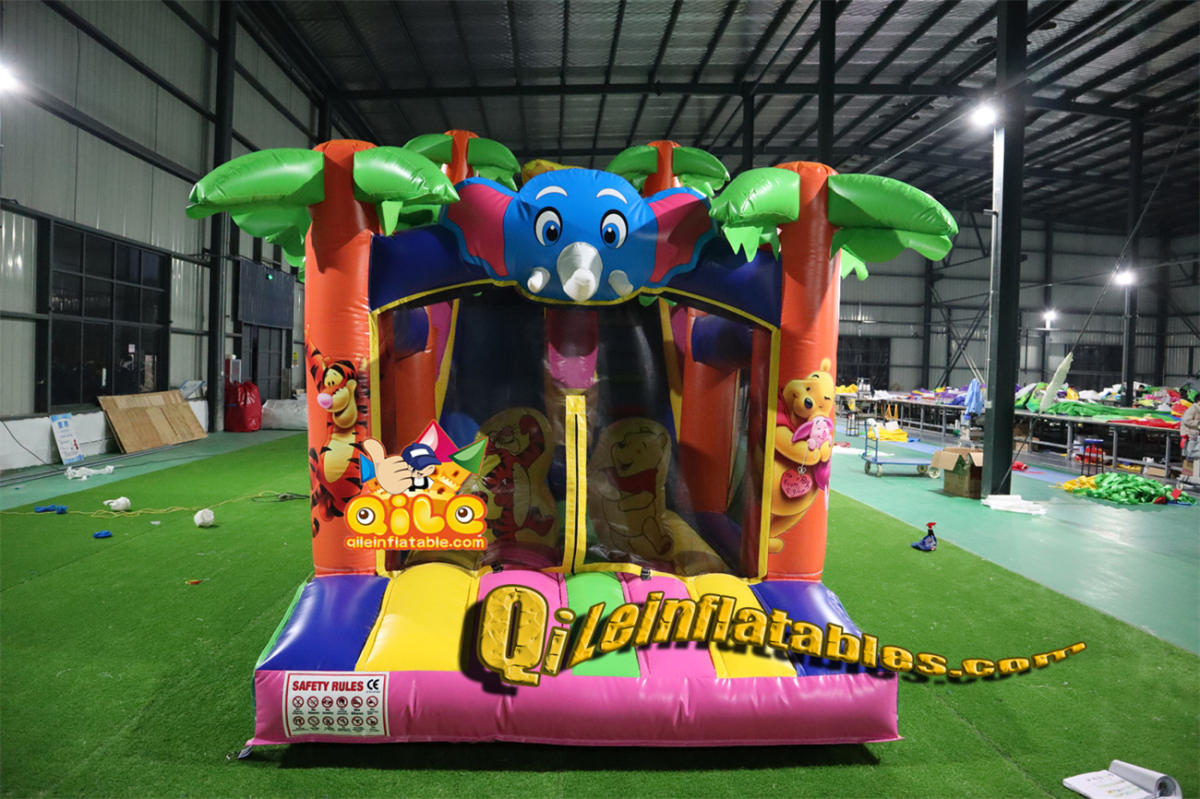 qile-7058   inflatable dry slide Pink Forest slide