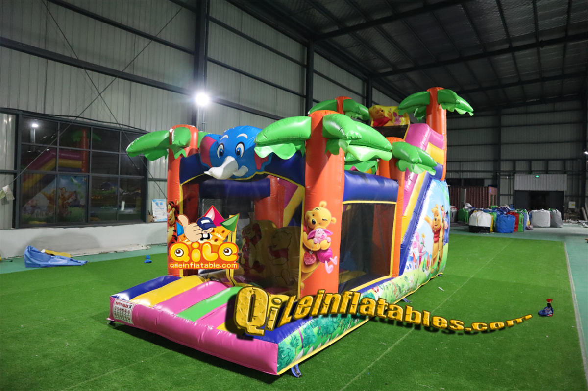 qile-7058   inflatable dry slide Pink Forest slide