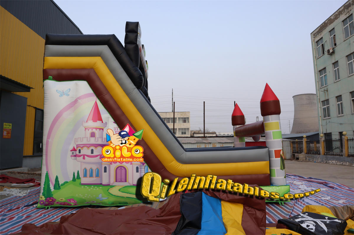 qile-7065   inflatable dry slide Pirate Ship slide