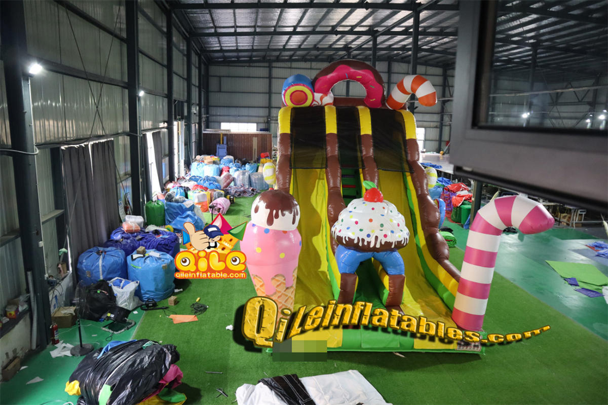 qile-7067  inflatable dry slide candy slide