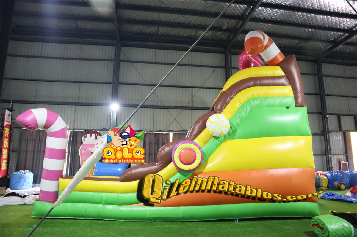 qile-7067  inflatable dry slide candy slide